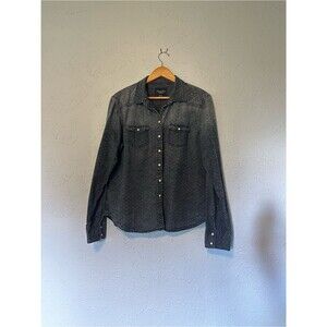 Women’s American Eagle Denim Chambray Button-Up Pearl Snap Western Shirt XL